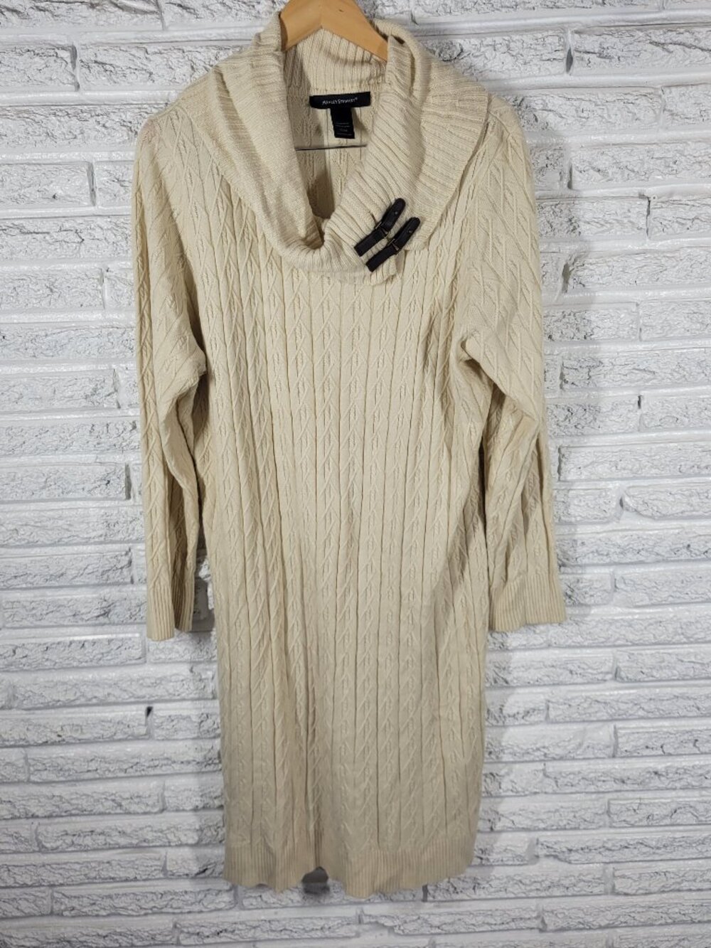 Ashley Stewart Sweater Dress 22 24 Plus Size Off White Knit Turtleneck SWE6E